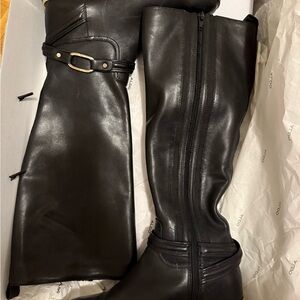 Aldo Black Leather Knee-High Boots
